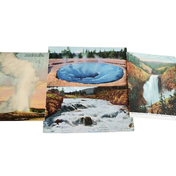 Postcard Lot c1909 Yellowstone National Park Firehole Cascade Old Faithful - Picture 1 of 9